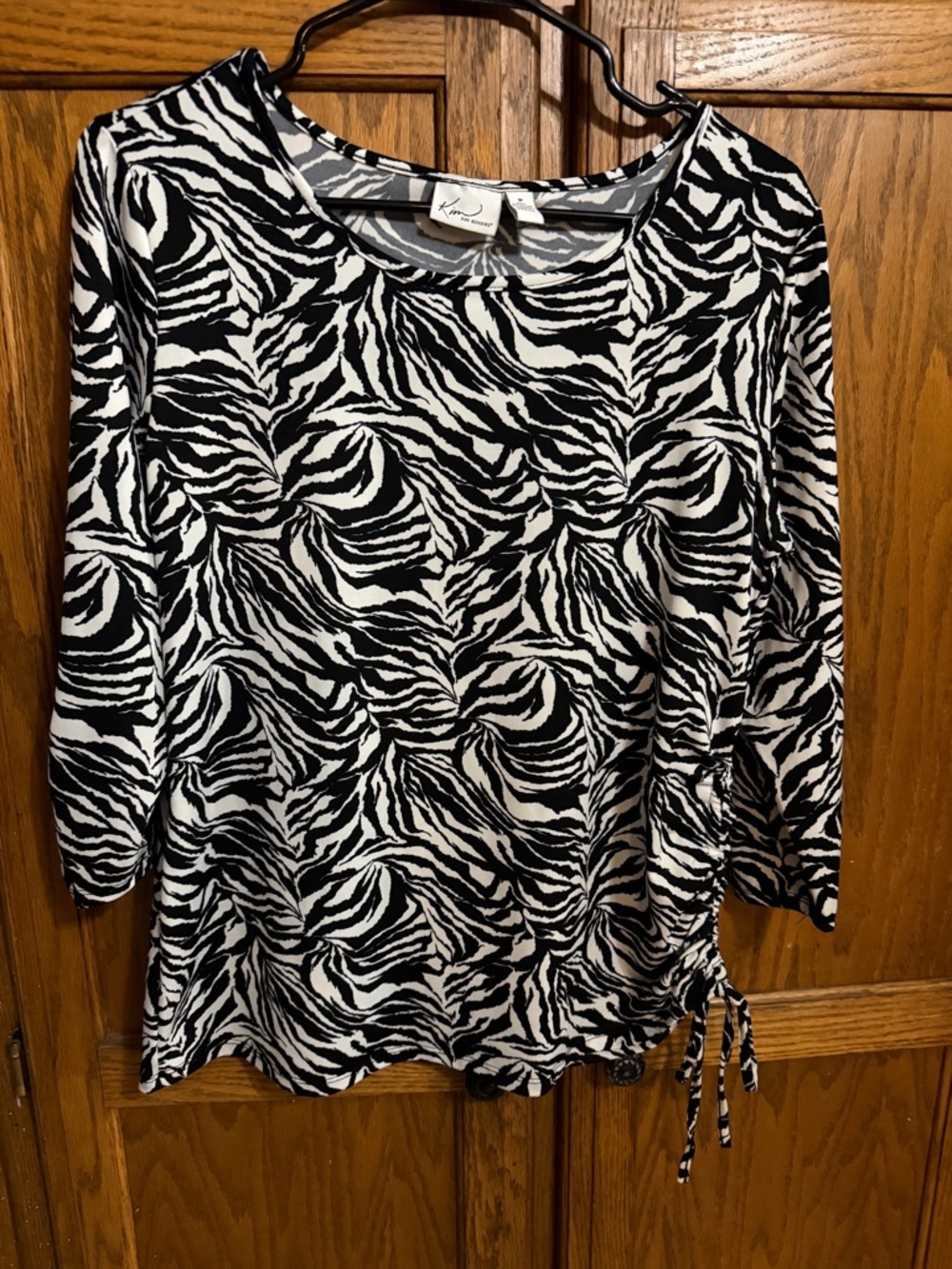 Kim Rogers Black and White Zebra Print Long-Sleeve Top